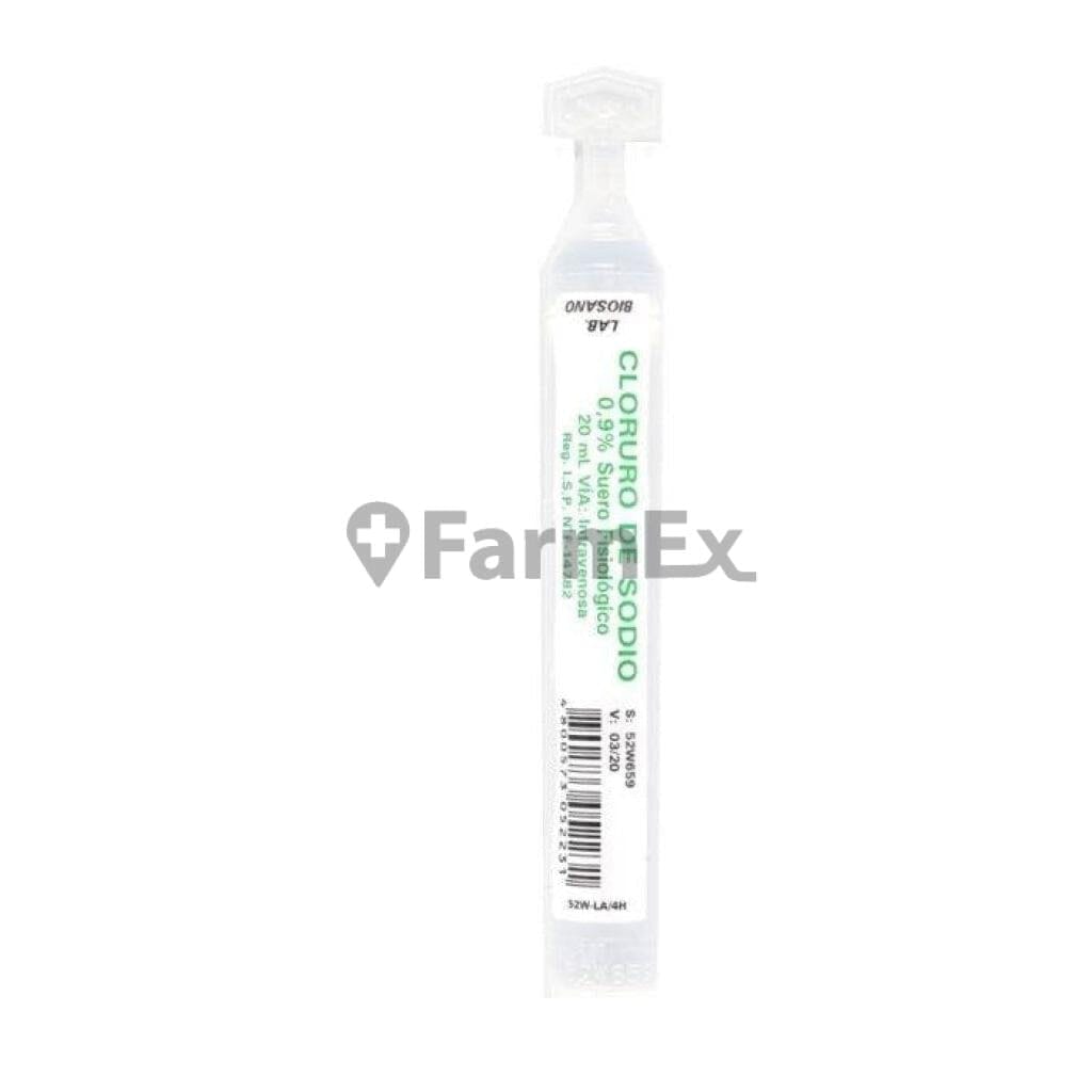 Cloruro de Sodio 0,9% x 20 mL Farmex-BanMedica-Persistente